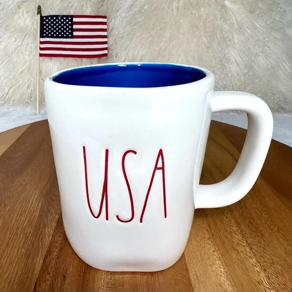 ❌SOLD❌ Rae Dunn NEW USA Large LL Mug Coffee Tea July 4 America Ivory Red Blue - Picture 14 of 14